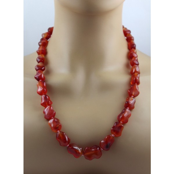 Achat Edelsteinkette rot orange Edelsteine 640ct Silber vergoldet