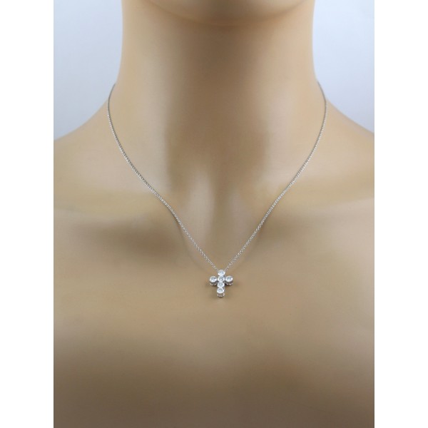 Kreuz Anhänger Kette Weißgold 585 Platin 950 Lab Grown Diamanten 1ct 