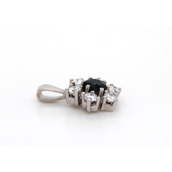 Saphir Anhänger Weißgold 585 14K blauer Edelstein Brillanten 0.36ct