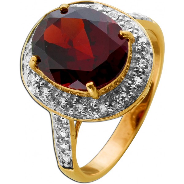 Rhodolith Ring Rosegold 375 9K roter Edelstein 5.61ct Zirkonia