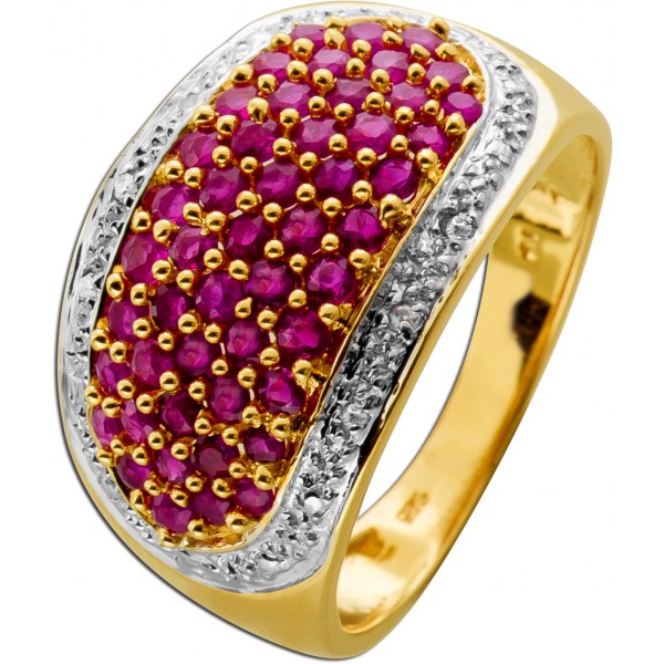 Rubinring Gold 585 14K rote Edelsteine 3.9ct Brillanten 0.03ct