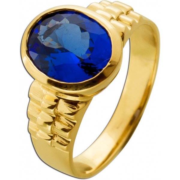 Tansanitring Gold 585 14 Karat blauer Edelstein 3.5ct