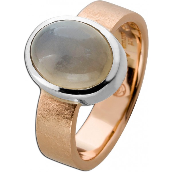 Mondsteinring Rosegold 585 14K Weissgold weißer Edelstein 3.7ct