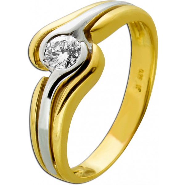 Solitärring Gold 750 18 Karat Weißgold Brillant 0.25ct Lupenrein 