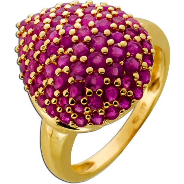 Rubinring Gold 585 14 Karat rote Rubin Edelsteine 3.0ct