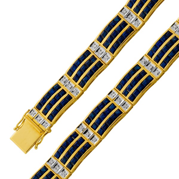 Saphir Armband Gold 750 18K blaue Edelsteine 14ct Brillanten Safir