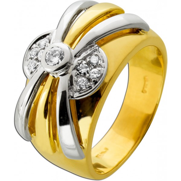 Brillantring Gold 750 18K Diamanten 0.60ct Antikschmuck