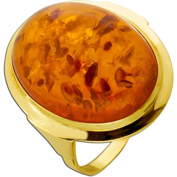 Bernstein Ring Gold 333 8K braun honiggelber Edelstein 7.4ct