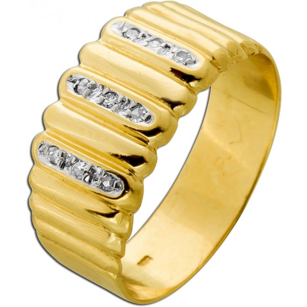 Diamantring Gelbgold 585 14 Karat Diamanten 0.09ct.