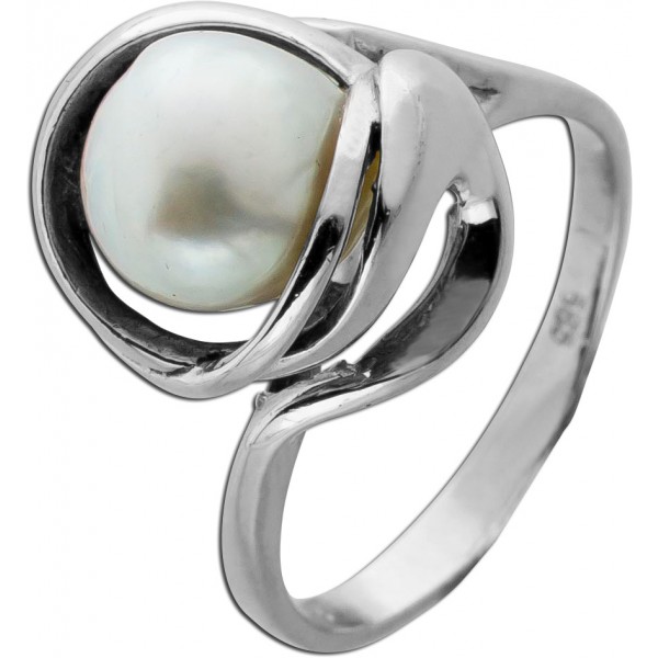 Perlenring Weißgold 585 14K Japanische Akoyaperle 8.5mm