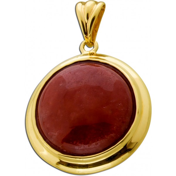 Karneol Anhänger Gold 375 9 Karat rostbrauner Edelstein 6ct