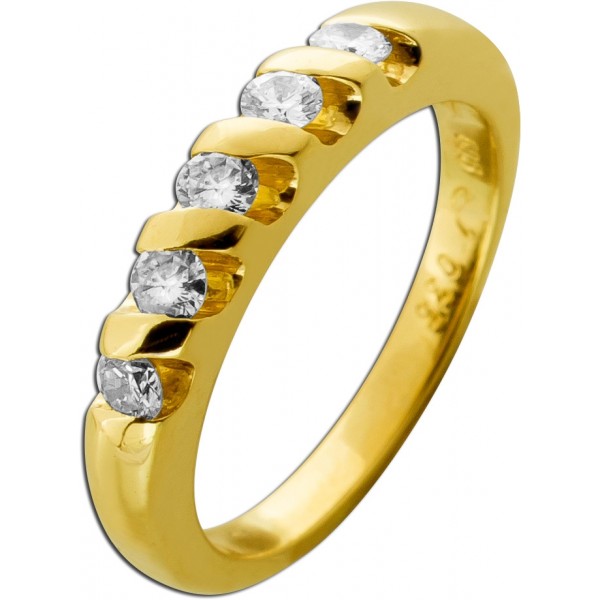 Memoire Ring Gold 585 14 Karat Brillanten 0.35ct 