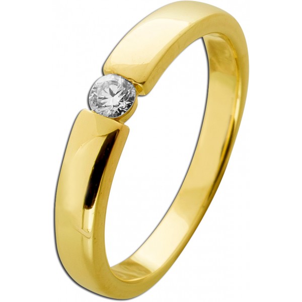 Solitärring Gold 585 14K Brillant 0.10ct Verlobungsring