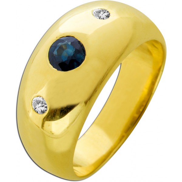 Saphirring Gold 585 14K blauer Edelstein Brillanten 0.10ct