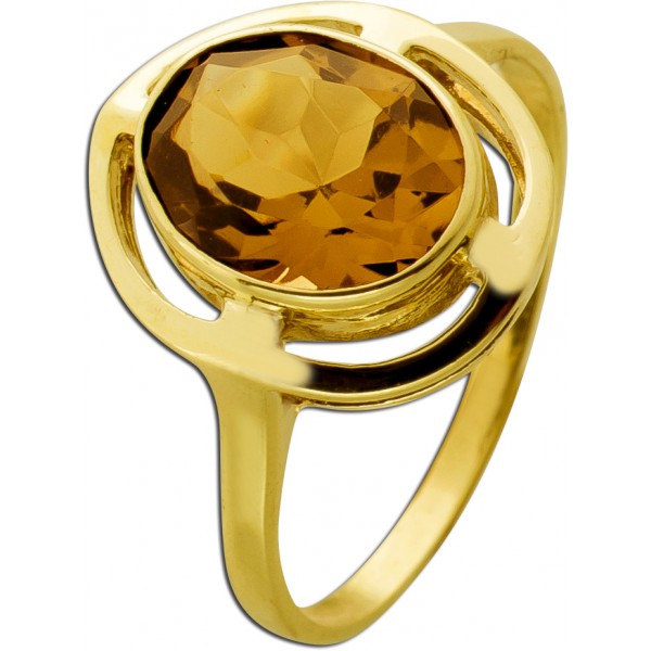 Citrinring Gold 333 8K honiggelber Edelstein 2.6ct Antikschmuck