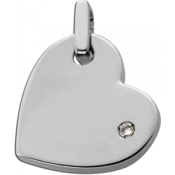 Herz Anhänger Weissgold 585 14 Karat Brillant 0.02ct