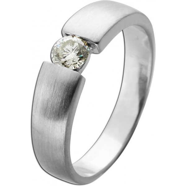 Diamantring Weißgold 585 14K Brillant 0.33ct Fancy Yellow Lupenrein