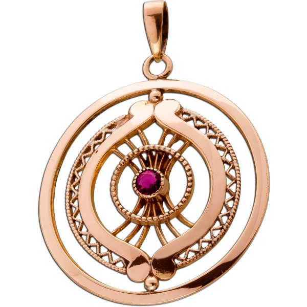 Rubin Anhänger Gold 333 8K roter Edelstein Antikschmuck 