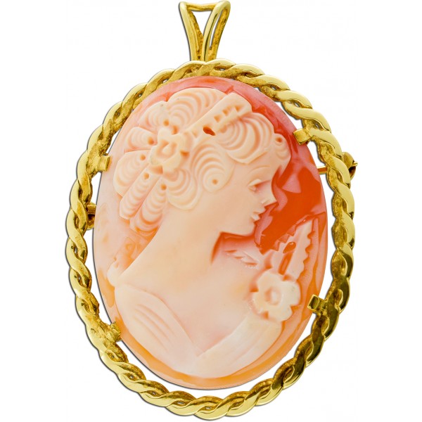 Kammee Anhänger Gold 333 8K Carneol Gemme Antikschmuck