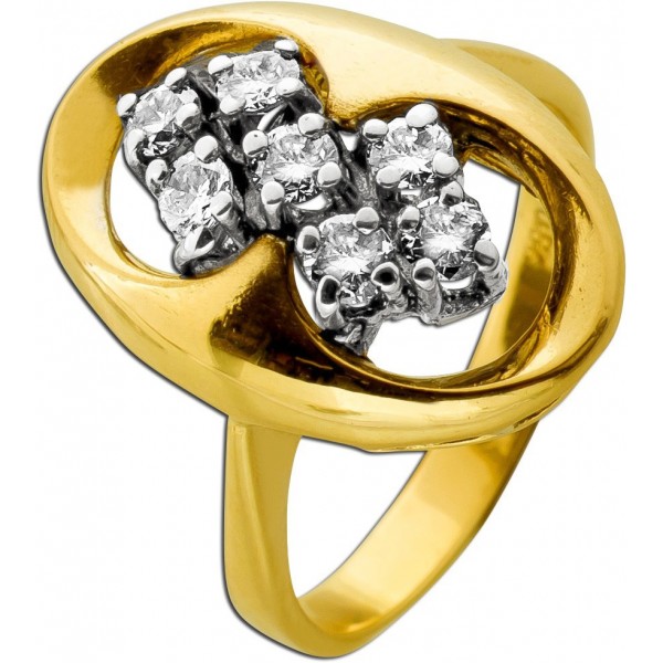 Diamantring Gold 750 18K Brillanten 0.56ct Lupenrein Antikschmuck