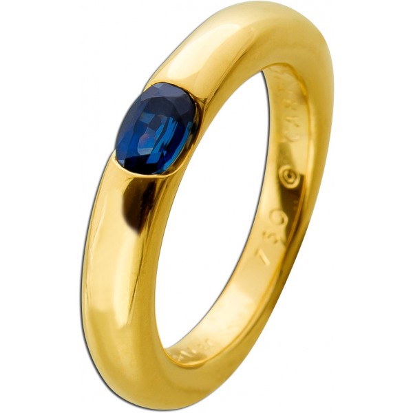 Cartier Saphir Ring Gold 750 18K blauer Saphir 0.75ct Antikschmuck