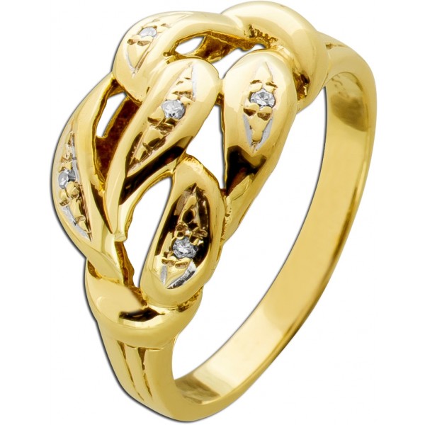 Diamantring Gold 333 8K Diamanten 0.035ct Antikschmuck