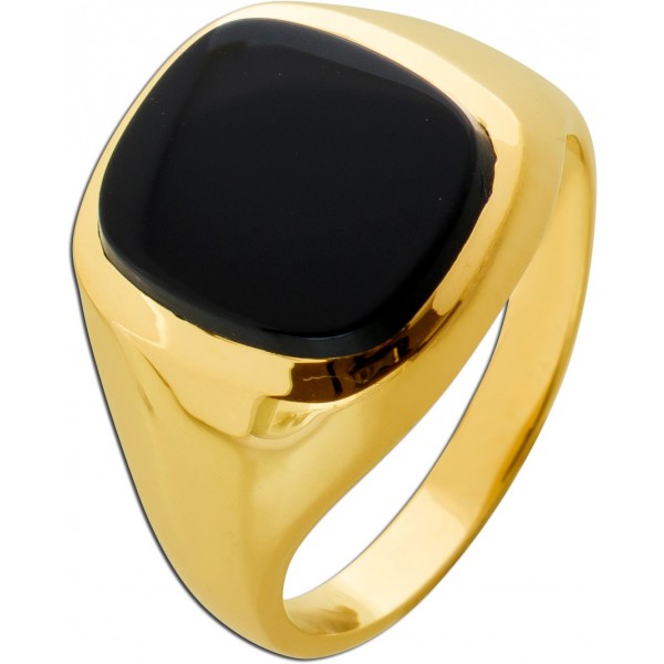 Onyx Siegelring Gold 585 14K tiefschwarzem Onyx Edelstein 5.40ct