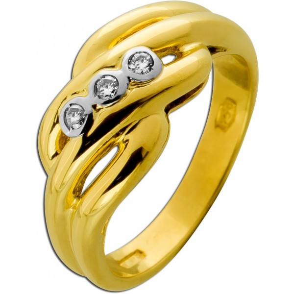 Brillantring Gold 750 Brillanten 0.09ct Weißgold 18K Antikschmuck
