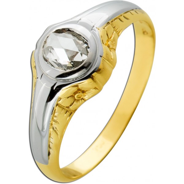 Diamantring Gold Weißgold 750 18K Diamant 0.80ct Antikschmuck