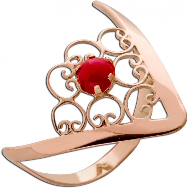 Korallen Ring Rosegold 750 18K rote Koralle Antikschmuck 