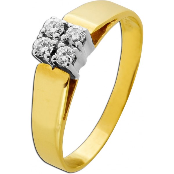 Brillantring Gold 585 14K Brillanten 0.12ct Antikschmuck