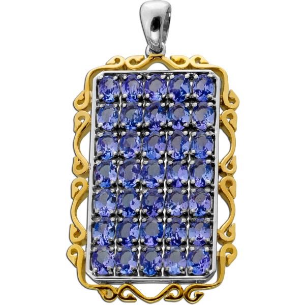 Tansanit Anhänger Silber 925 vergoldet blaue Tansanit Edelsteine 7ct 