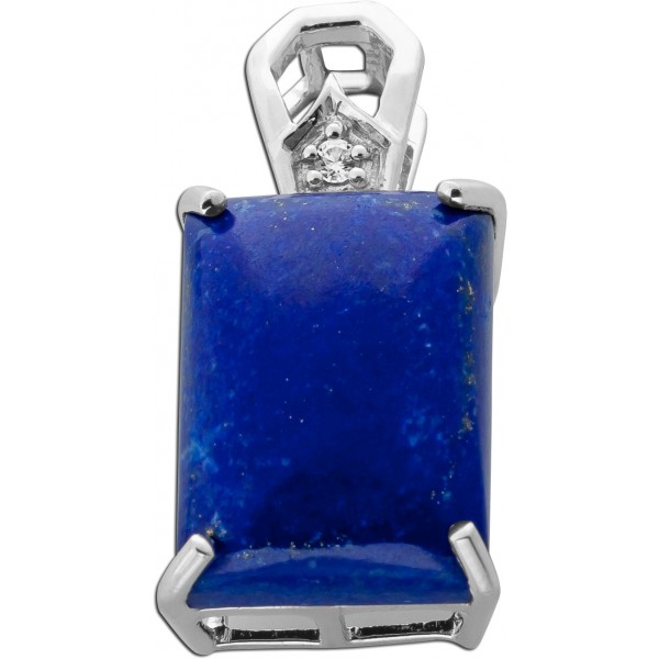 Diamant Anhänger Silber 925 azurblauer Lapislazuli 22.9ct Diamant 0.04ct