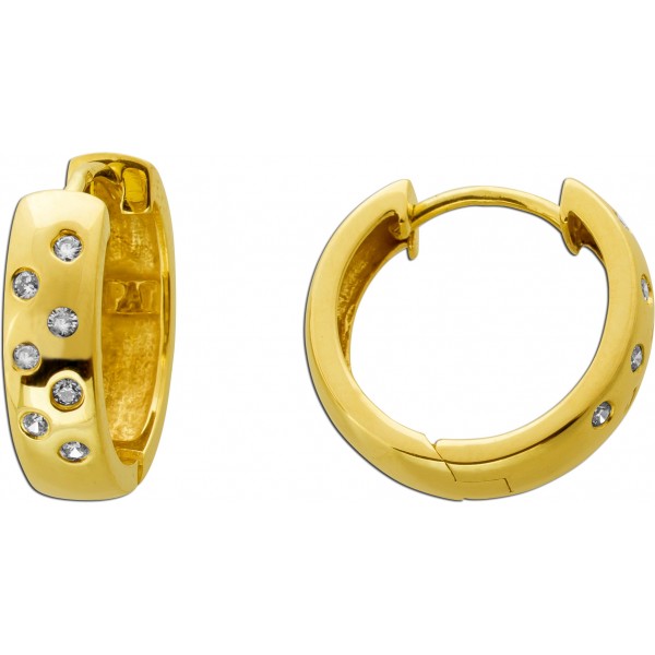 Diamant Creolen Gold 585 14K Brillanten 0.42ct Klappscharnier