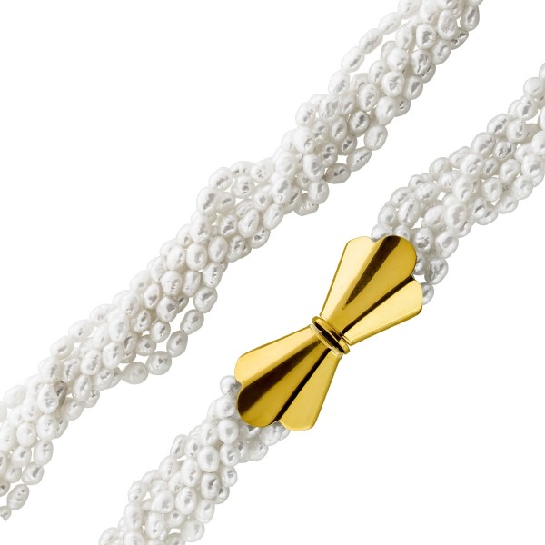 Perlenkette Süßwasserperlen 4.3mm Gold 750 18K
