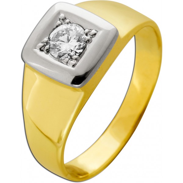 Solitärring Gold Weißgold 585 14K Brillant 0.50ct Antikschmuck