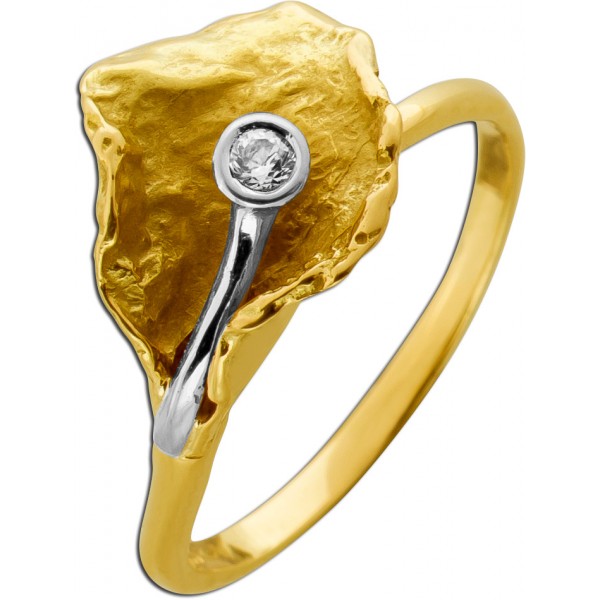 Brillantring Gold 585 14K Brillant 0.07ct Lupenrein Antikschmuck