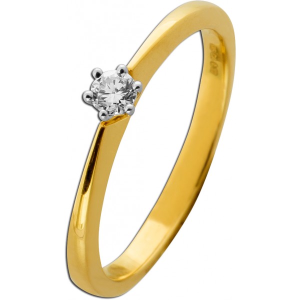 Diamantring Gold 585 14 Karat Brillant 0.12ct Lupenrein