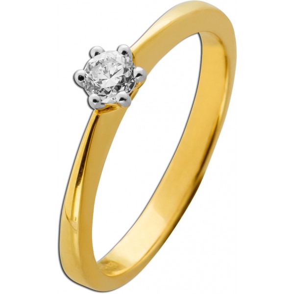 Solitärring Gold 585 14 Karat Brillant 0.25ct Lupenrein