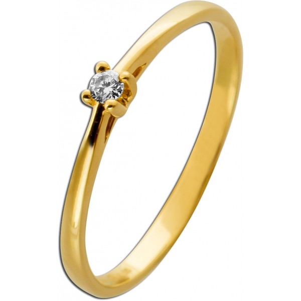 Solitärring Gold 585 14 Karat Brillant 0.05ct Verlobungsring