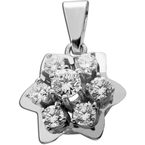 Brillantanhänger Weissgold 585 14K Brillanten 0.49ct Antikschmuck