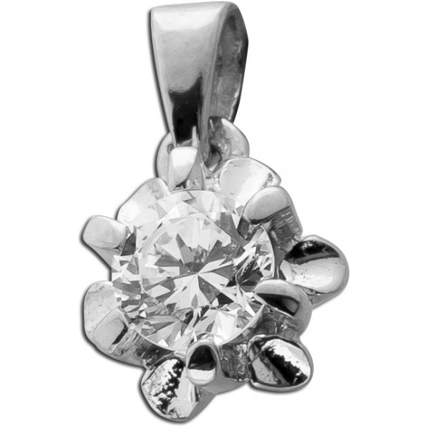 Solitäranhänger Weissgold 585 14K Brillant 0.40ct Antikschmuck