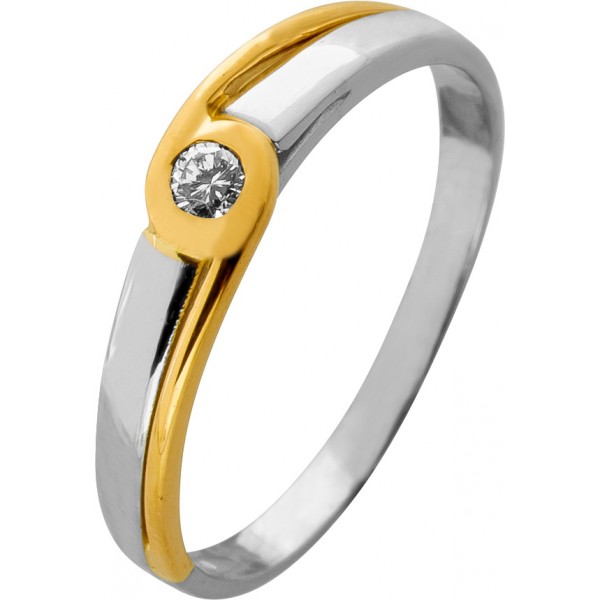 Solitärring Platin 950 Gold 750 18K Brillant 0.05ct Antikschmuck