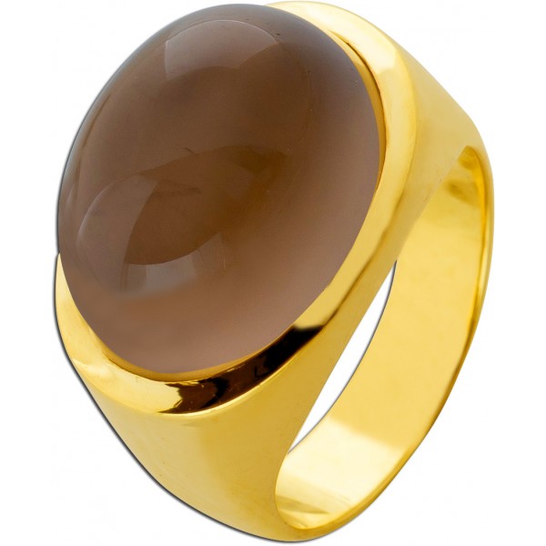 Rauchquarz Ring Gold 585 14K brauner Rauchquarz Edelstein 15.3ct