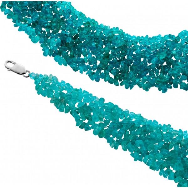 Aquamarinkette 53cm hellblaue Aquamarin Rohsteine 600ct Silber 925