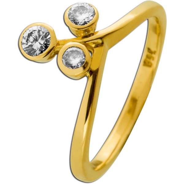 Brillantring Gold 750 18 Karat Brillanten 0.40ct Antikschmuck