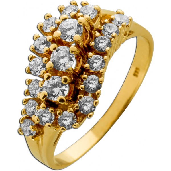 Zirkonia Ring Gold 585 14K weiße Zirkonia Steine 0.78ct