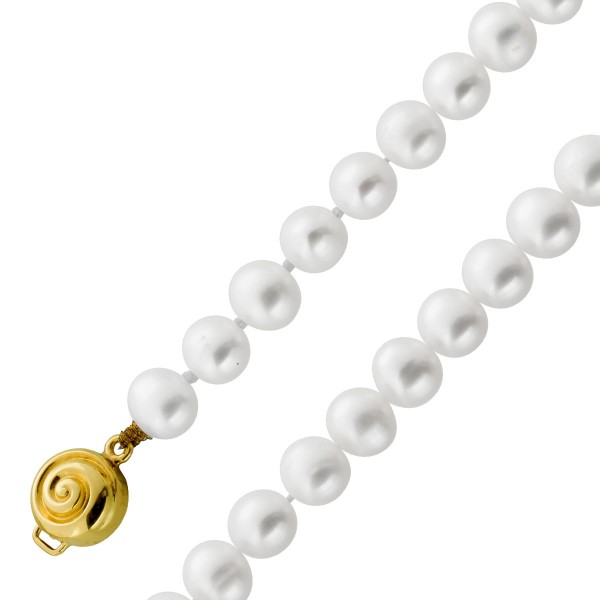 Perlenkette 42cm Süßwasserperlen 6.6-5.7mm Gold 585 14K 