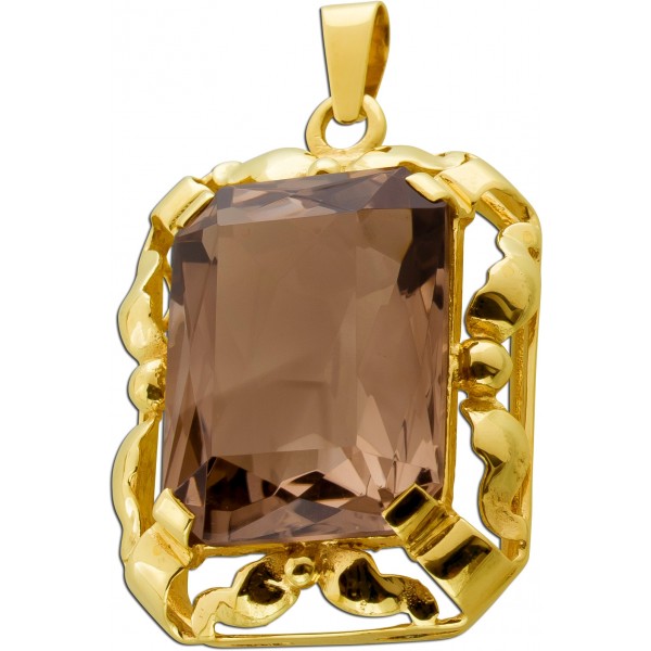 Rauchquarz Anhänger Gold 333 8K brauner Rauchquarz 20ct Antikschmuck