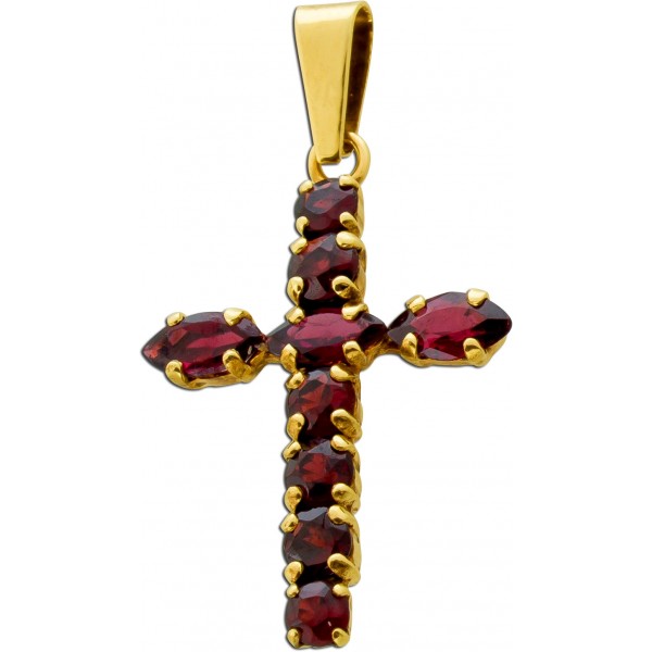 Granat Kreuz Anhänger Gold 333 8K rote Granat Edelsteine 1.75ct